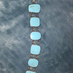 FAS 925 sterling & turquoise block link bracelet